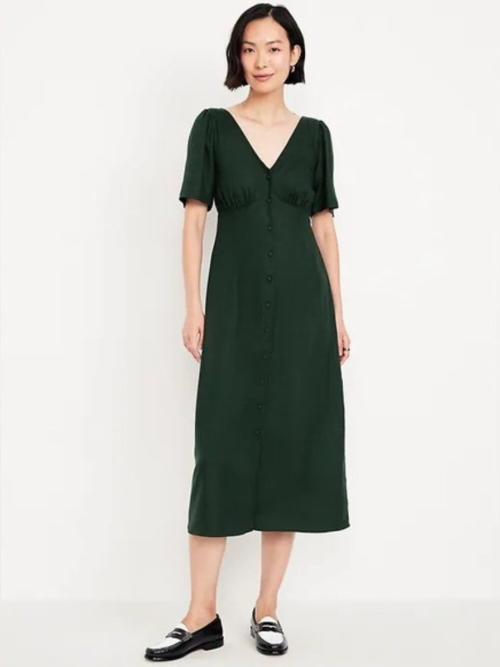 Old Navy Button-Down Crepe Midi Dress